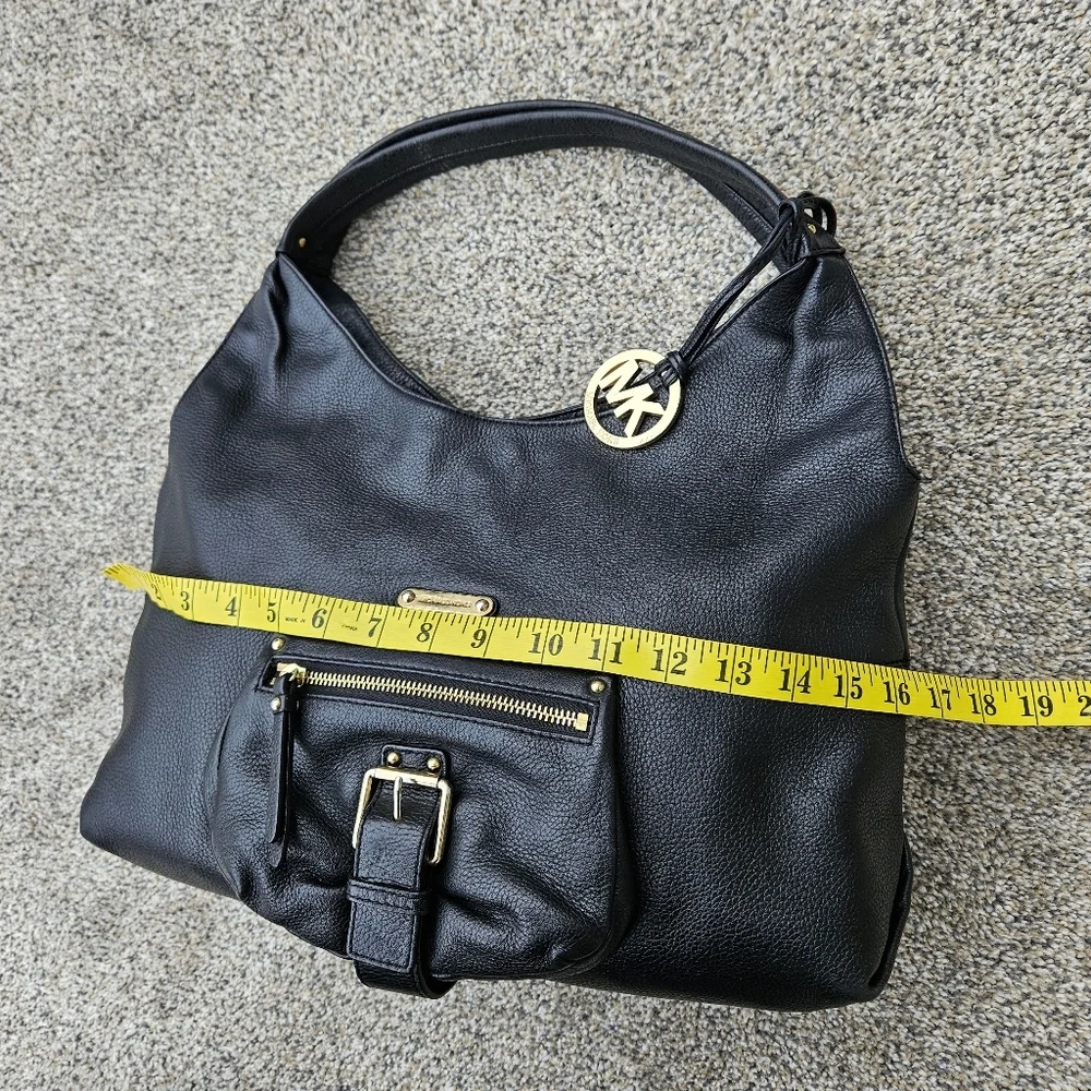 Michael Kors Austin Large Black Hobo Shoulder Bag Purse Full-Grain Leather